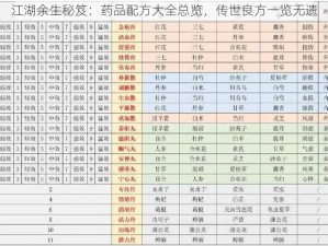 江湖余生秘笈：药品配方大全总览，传世良方一览无遗