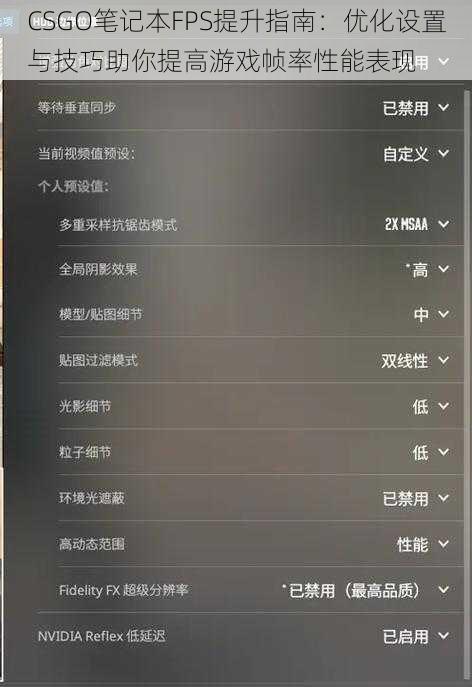CSGO笔记本FPS提升指南：优化设置与技巧助你提高游戏帧率性能表现
