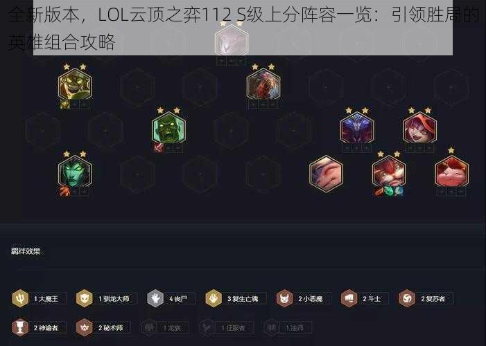 全新版本，LOL云顶之弈112 S级上分阵容一览：引领胜局的英雄组合攻略